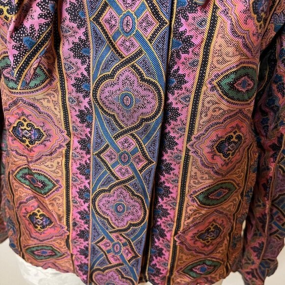 Vintage Womens Bow Blouse Size 6 Pure Rayon Button Front Neck Tie Matte Finish - Picture 14 of 16